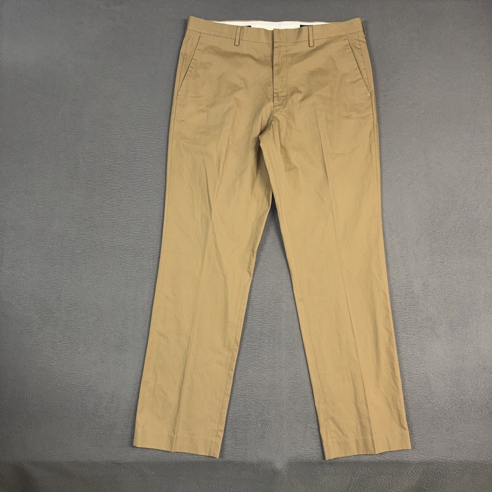 J Crew Pants Men 36x34 Khaki Brown Thompson Straight 100% Cotton Chino NWT